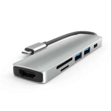 6 in1 USB Type C Hub Adapter with 4K HDMI Multiport Card Reader USB3.0 TF PD SD Reader All In One For PC Computer Accessories